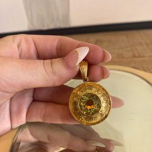 Gold plated green gem pendant